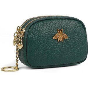 Women Leather Coin Purse Copper, Green